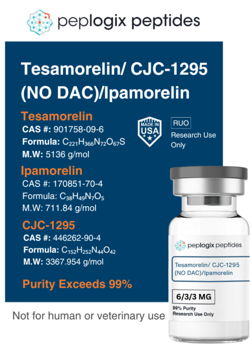 Tesamorelin / CJC-1295 (No DAC) / Ipamorelin – 6mg / 3mg / 3mg
